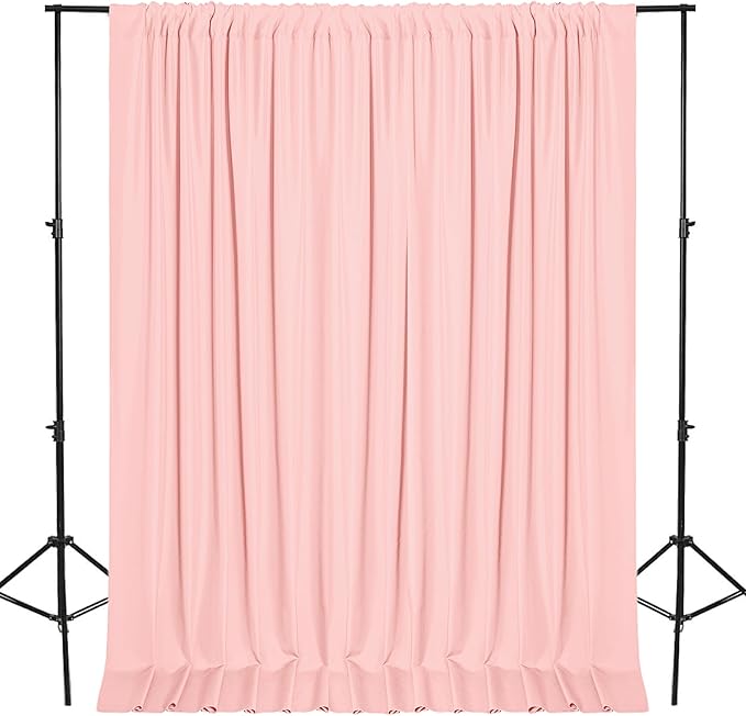 DWCN 10x10 FT Blush Pink Backdrop Curtains for Parties, Photography Backdrop Drapes with Rod Pockets for Wedding Decorations Stage Birthday Family Gatherings, 2 Panels 5ft x 10ft