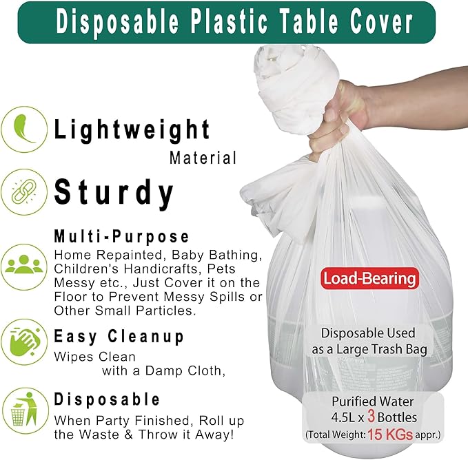 PEVA Burgundy Plastic 2 Pack Tablecloths - 54 x 108 inch Maroon Disposable Table Covers for BBQ, Birthday, Wedding Parties - Fits 8 ft Rectangle Table