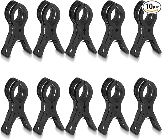 LemonRoad 10 Pack Large Balloon Arch Clips Plastic Transparent Backdrop Spring Clamps 3.5 Inch Heavy Duty Clip for Balloon Arch Kit Birthday Decoration Crafts Woodworking Photography Studios (Black)