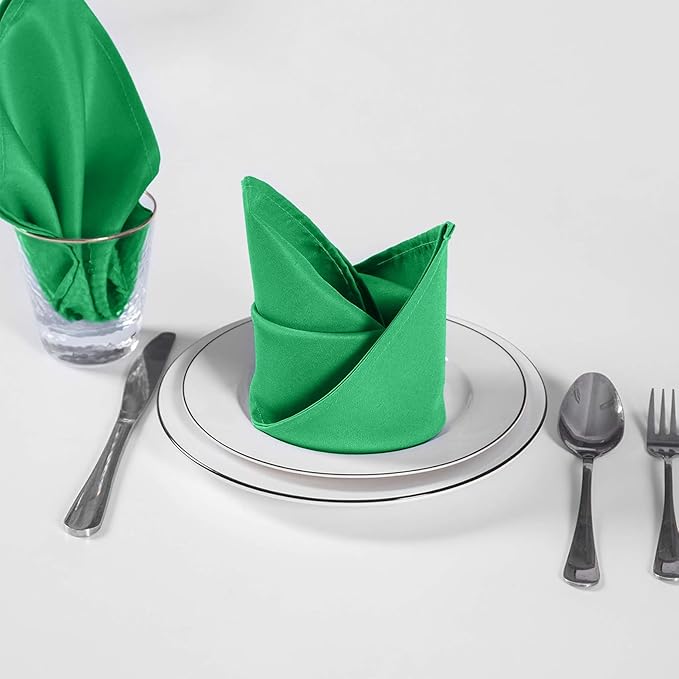 Cupuamon Cloth Napkins 20x20 inch Washable Polyester Dinner Napkins Soft Table Napkins for Wedding Party Dining Banquet(Emerald,25PCS)