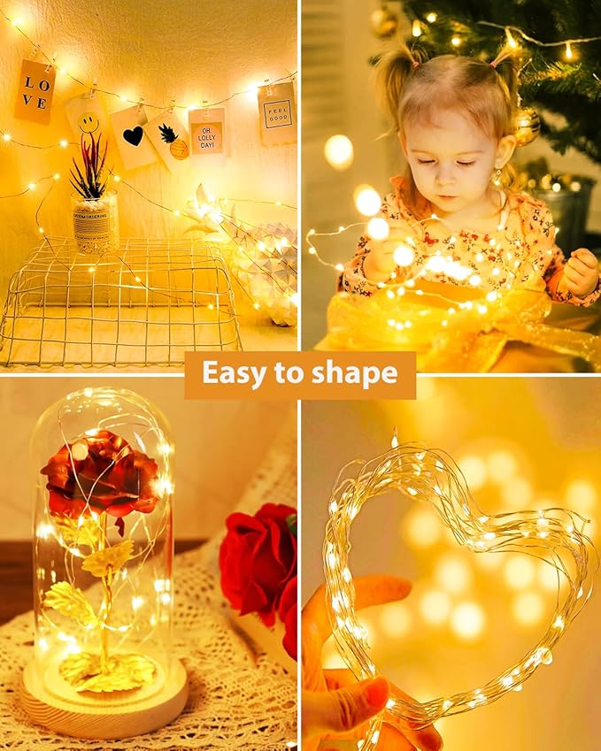 btfarm 6 Pack LED Fairy Lights Battery Operated, 7ft 20LED Mini String Lights Waterproof, Silver Wire Firefly Starry Bulk for Mason Jars Crafts Table Centerpieces Party Christmas, Warm White