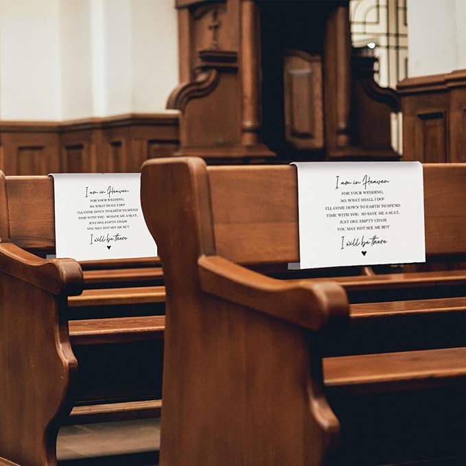 In Loving Memory Wedding Sign, I Am in Heaven for Your Reserved Chair Sign Pew Cloths Seating Placeholder, Wedding Decorations for Reception Celebrations Event (2 Pcs)