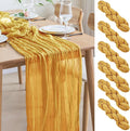 Asee'm 6pcs Cheesecloth Table Runner 120 Inches Long Gold Boho Gauze Cheese Cloth Runner 10FT Rustic Sheer Table Runners for Christmas Wedding Party Baby Shower Spring Easter Decoration