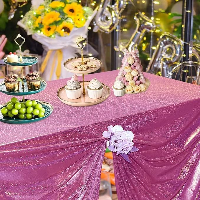 Fitable Sequin Tablecloth for Parties 54x54 Inch - Sparkle Glitter Table Cloth Laser Square Overlay for Wedding Baby Shower Ceremony Birthday Holiday Banquet Decor, Fuchsia