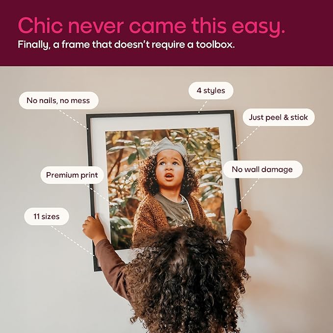 Mixtiles Official - Custom Photo Tiles - Personalized Printed Photos - Magnetic Wall Frames - Adhesive Sticker, No Nails - Various Sizes and Frames - 8x8-tiles-Tile - Clean Frame