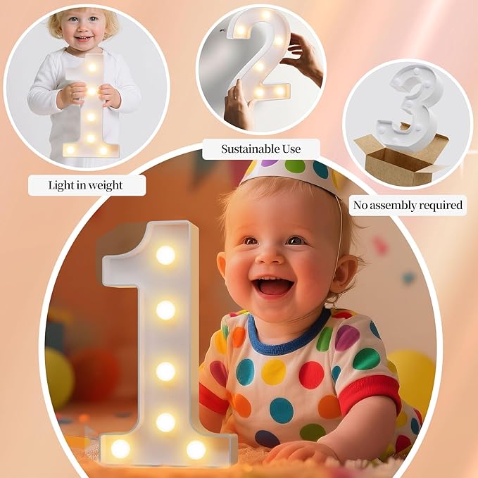 LED Marquee Light Up Numbers Sign - Lighted Birthday Numbers Sign for Birthday Party Decoration, Bar Wall, Home, Table Room, Wedding and Christmas Decorations, Number 5