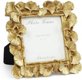 Cuspin 4x4 Picture Frame Small Gold Frames, Vintage Ornate Leaf Textured Hand-Crafted Resin with Glass Front, Antique Photo Frame for Tabletop Display, Retro Design Home Decor