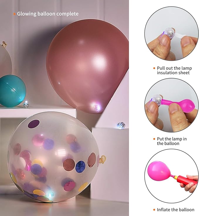 Aogist 50pcs Multicolor Balloon Lights,Long Standby Time Waterproof Mini Light,Battery Powered,Round LED Ball Lamp for Latex Balloon Paper Lantern Party Wedding Festival Christmas Halloween Decorative