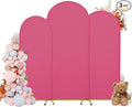 Wedding Arch Covers Arch Backdrop Cover Arch Stand Covers 7.2FT 6.6FT 6FT Set of 3 Arch Cover Spandex Fabric Stretchy Backdrop for Wedding Birthday Party Decoration Baby Shower (Rose Red)