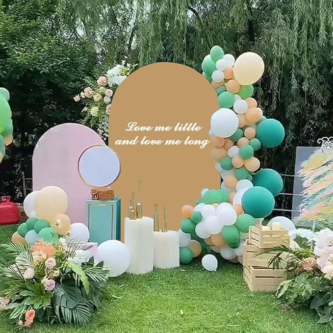 Khaki Arch Cover 4FT Brown Spandex-Arch-Cover Round Top Wedding Chiara Arched Cover Tan Arches Frame Covers Double Sided Backdrop Panels for Baby Shower Birthday Party Balloon Decoration
