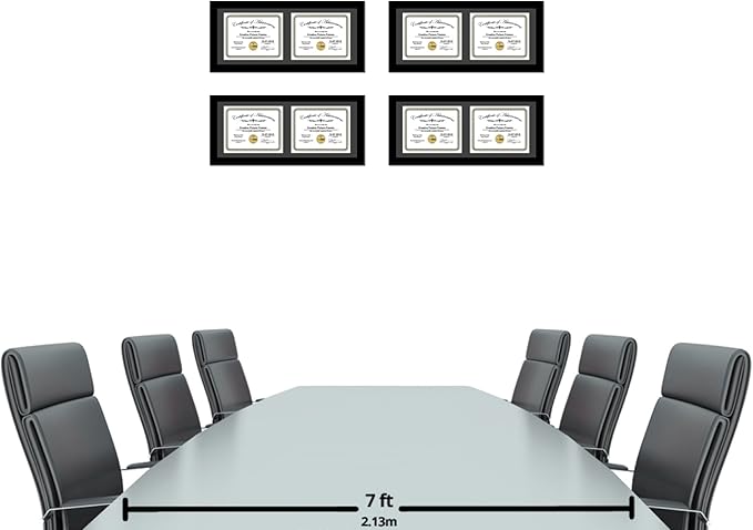 Creative Picture Frames 10X24Bk-B Black Horizontal Double Diploma Frame With 2 Opening Black Matting | Holds 2-8X10-Inch Documents With Installed Wall Hanger
