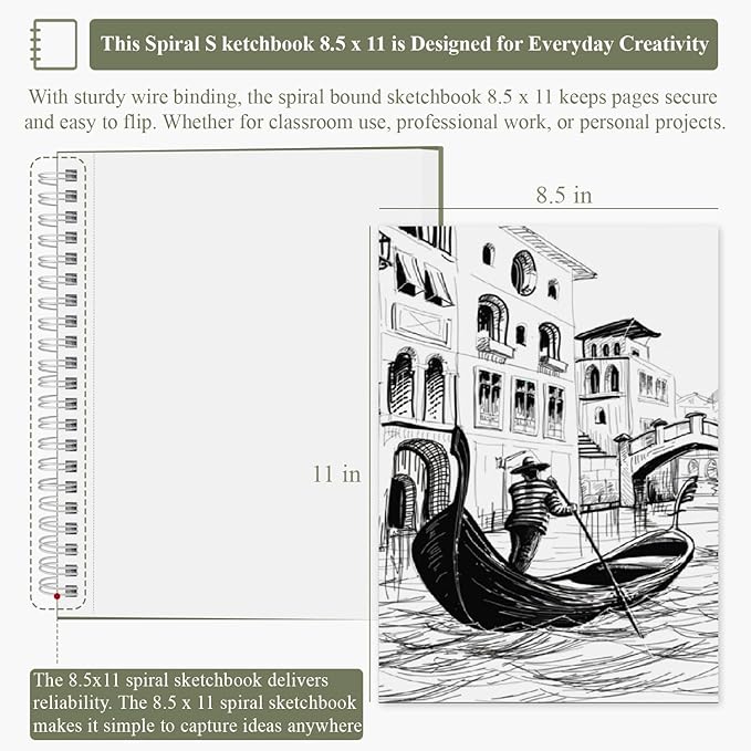 Sketch Book 8.5 x 11, Sketch Pad, Pack of 1 (68lb/100gsm), 100 Sheets Spiral Sketchbook, Acid Free Drawing Paper, Sketch Pads for Drawing for Adults, Art Paper for Drawing and Painting for Kids.