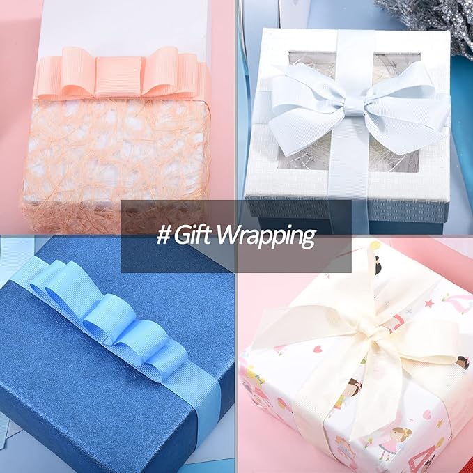 3/8" X 50 Yards White Grosgrain Ribbon, Premium Grosgrain Ribbon for Sewing, Gift Wrapping, Bow Making, Wedding Decor, Wrapping and More (White)