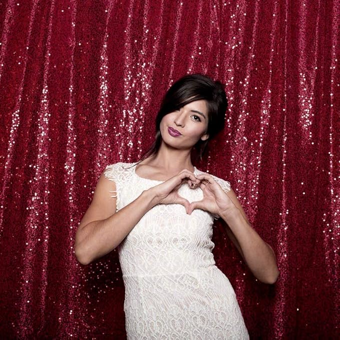 JYFLZQ Burgundy Sequin Backdrop Curtains 8ft x 8ft 1 Panel Glitter Photo Booth Backdrops Sparkly Photography Background Drapes for Parties Wedding Bridal Showers