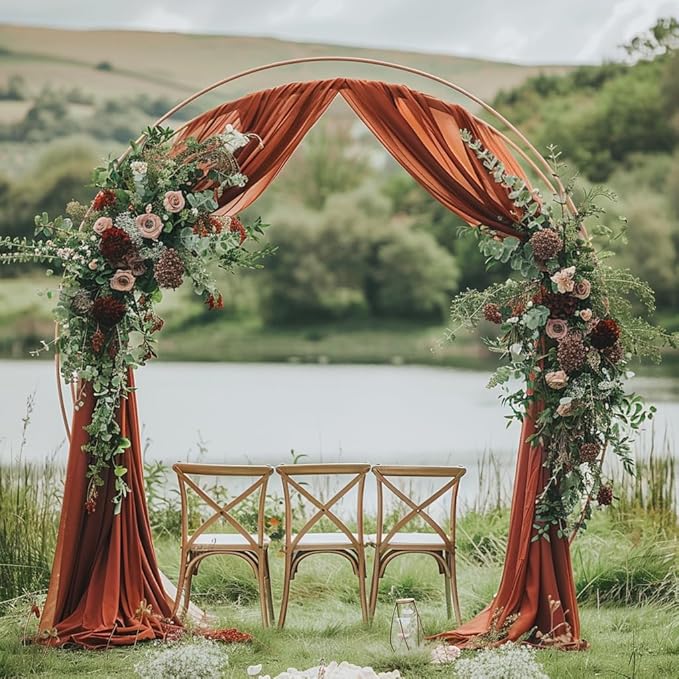 Wedding Arch Draping Fabric 6 Panels 28.7" x 20FT Terracotta Sheer Chiffon Backdrop Drapes for Wedding Ceremony Birthday Party Bridal Shower Outdoor Decoration