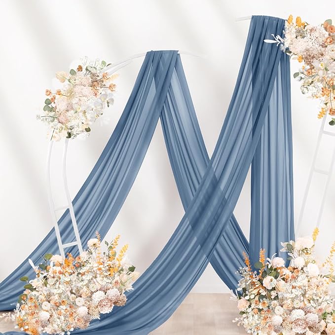 Dusty Blue Wedding Arch Draping Fabric 29" x 20 FT Blue Wedding Drapes for Backdrop Sheer Curtains Drapes for Romantic Bridal Baby Shower Ceremony Birthday Party Fall Outdoor Events