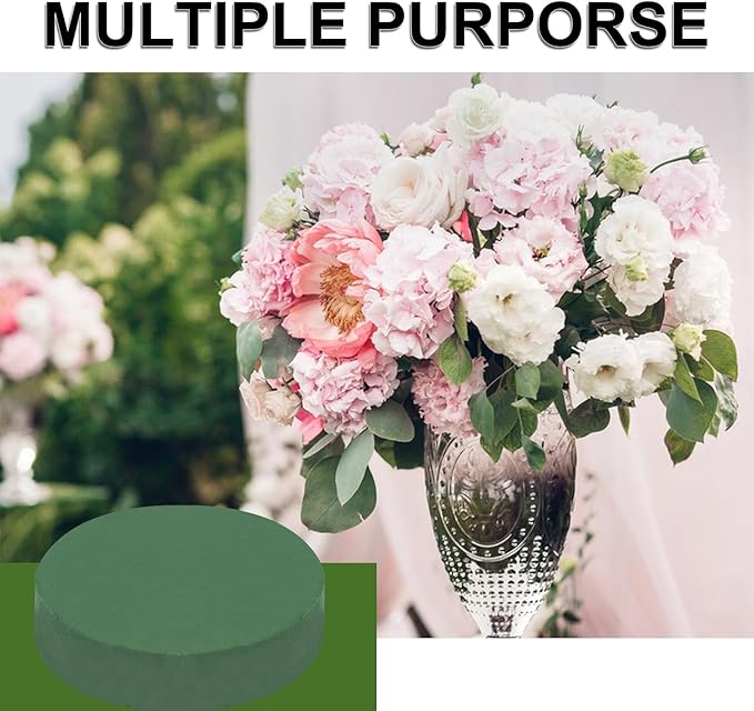 IHDYPPEW 10 PCS Superior Floral Foam Blocks, 6.5 Inch Large Dry Green Foam for Flower Arrangements Exquisite Flower Arrangements- Round Oasis Foam Blocks for Florists and Craft Lovers