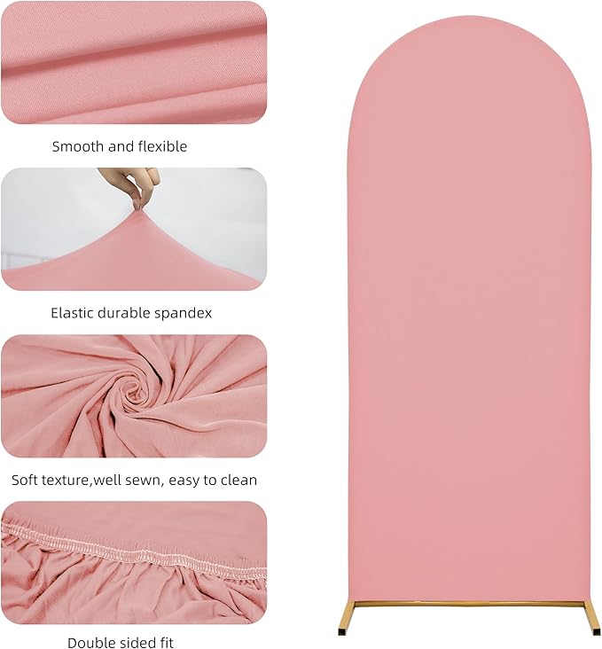 6.6FT Wedding Arch Covers Arch Backdrop Cover Arch Stand Covers Set Arch Cover Spandex Fabric Stretchy Backdrop for Wedding Birthday Party Decoration Baby Shower (Light Pink)