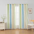 FANLI Ombre Rainbow Blackout Curtains for Kid Girls Bedroom Living Room Darking Stripe Double Layer Star Cut Out Wall Home Decor Gradient Grommet Window Curtains （Blue Green 52Wx84L）
