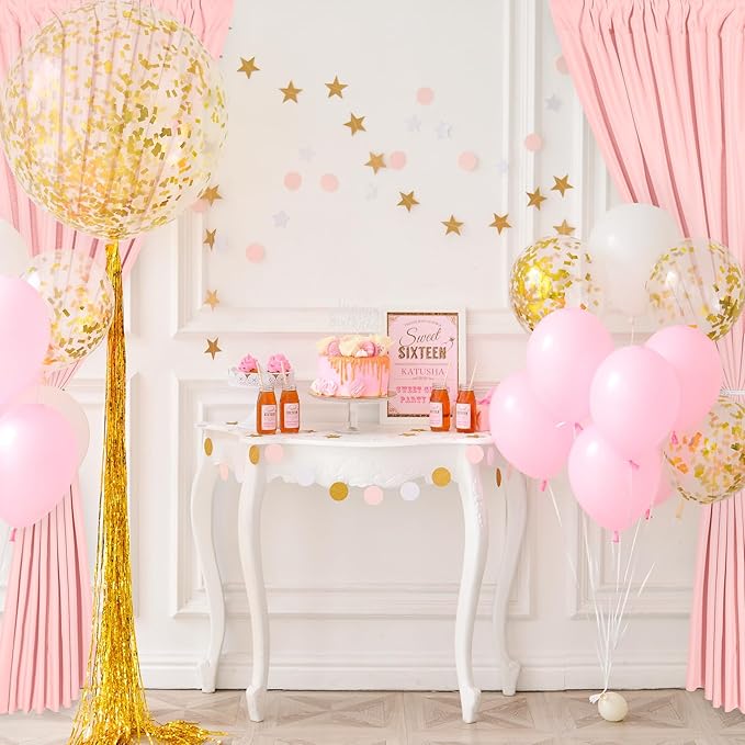 DWCN 10x10 FT Blush Pink Backdrop Curtains for Parties, Photography Backdrop Drapes with Rod Pockets for Wedding Decorations Stage Birthday Family Gatherings, 2 Panels 5ft x 10ft