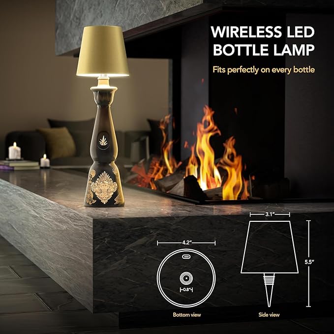 Wireless Bottle Lamp for Any Type of Bottle - LED Bottle Lamp for Indoor & Outdoor - 100% Waterproof - 3000K Warm Light - Wireless & Rechargeable, Unique and Beautiful Design (Green)