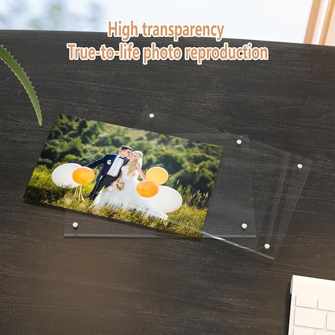 HELPLEX Picture Frames, 6 Pack 6x8 inch Acrylic Picture Frame Clear 6 x 8 Photo Frames Magnetic Picture Frames Ready for Tabletop Display, Effectively Protect Photos from Fading and Yellowing