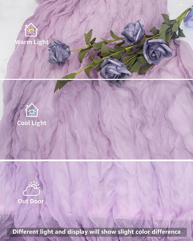 Lavender Purple Cheesecloth Table Runner 120 Inch, Lilac Boho Rustic Gauze 10 FT, Summer Cheese Cloth Runner for Wedding, Baby Shower, Party, Farmhouse Centerpiece Home Decorations