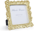 Cuspin 6x6 Gold Picture Frame, Vintage Gold Palm Leaves Textured Hand-Crafted Resin Frames with Glass Front, Retro Square Photo Frame for Wall and Tabletop Display Home Decor