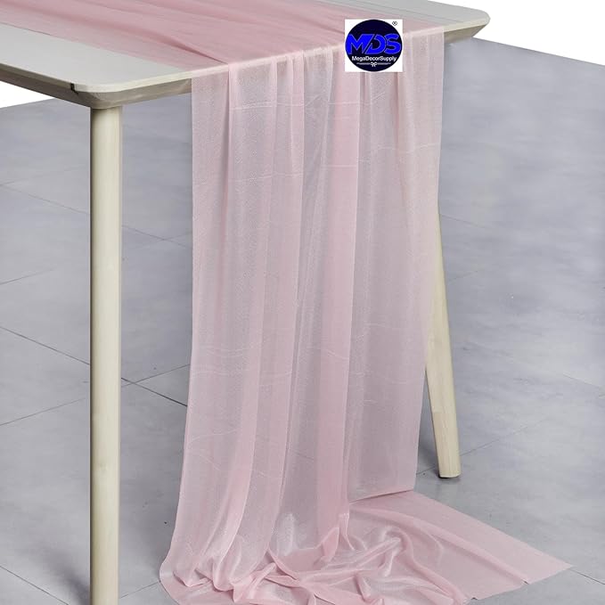 MDS Halloween Chiffon Table Runner - 20 Pack, 29 x 170 Inches, 14ft Each - Sheer Spooky Table Runners for Haunted House Parties, Trick-or-Treat Tables, Witchy Décor, Wedding & Events - Blush Pink
