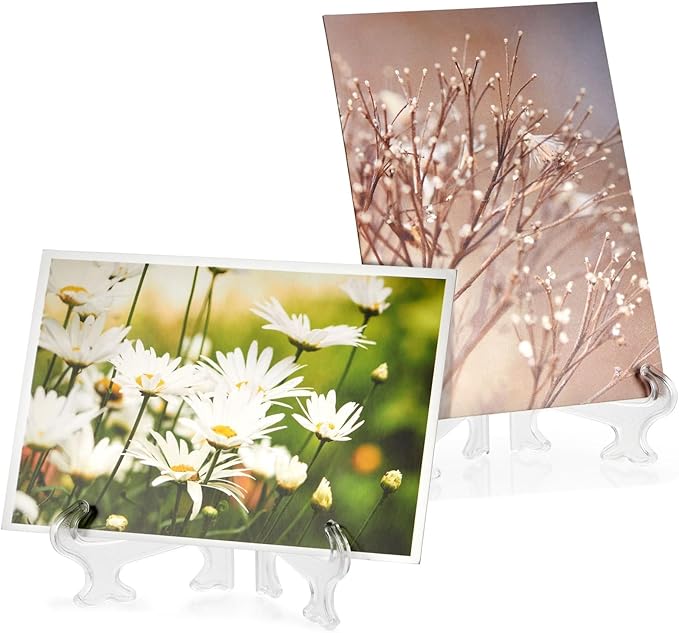 Juvale Clear Mini Easels for Place Cards - 4-Inch Clear Plastic, Pack of 24 - Easels for Pictures - Picture Holders for Tables