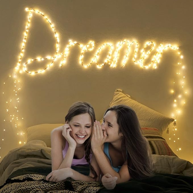 MASHANG Christmas Lights Battery String Lights 33FT 100 Micro LEDs Starry Lights Fairy Lights Firefly Lights with Dark Green Copper Wire for Christmas Tree, Wreath, DIY, Wedding, Holiday(Warm White)