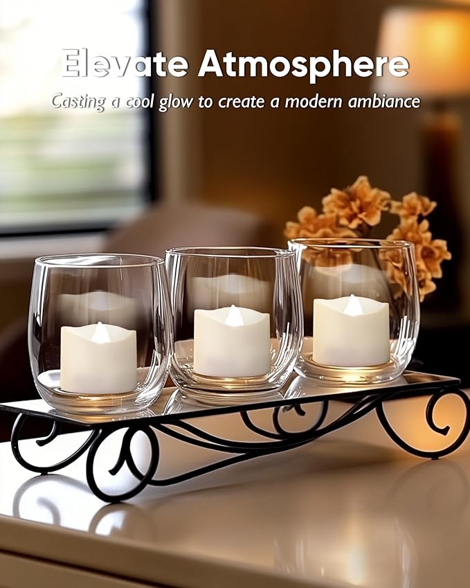 Homemory 24pcs Remote Timer LED Tea Lights Candles, 400+Hours Flickering Flameless Battery Operated Votive Candles for Tabletop Lighting, Centerpieces Decor, Holiday Decor