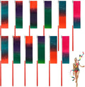 12 Pack Dance Ribbons for Kids, Dance Class, Birthday Party, Gymnastics, Princess Party Favors (Gradient)