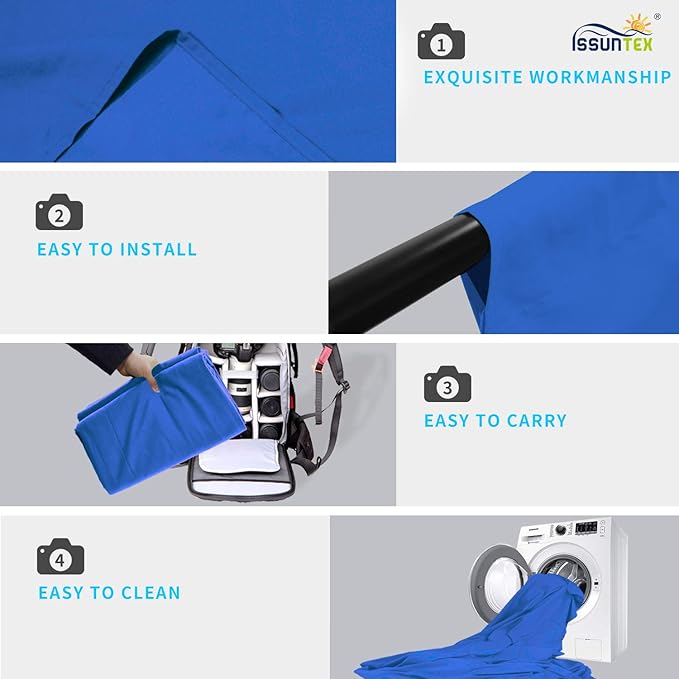 ISSUNTEX 10X20 ft Background Muslin Backdrop, Photo Studio, Collapsible High Density Screen for Video Photography and Television-Blue