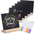 Double-Sided Small Chalkboard Signs (6 x 5 Inch) - Set of 6 with Stand & 7 Liquid Chalk Markers | Vintage Decorative Mini Tabletop Message Boards for Home & Events