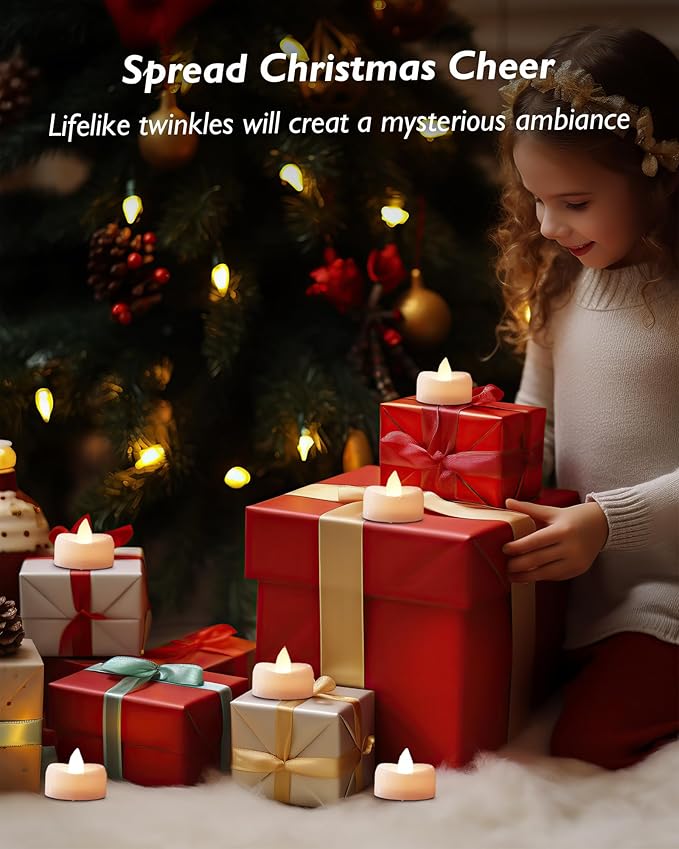 Remote Candles, 24PCS Flameless Tea Lights Candle Battery Operated with Timer, 400+Hours Remote Control LED Tea Lights Votive Candle - 1.5'' D X 1.25'' H- Warm White Light