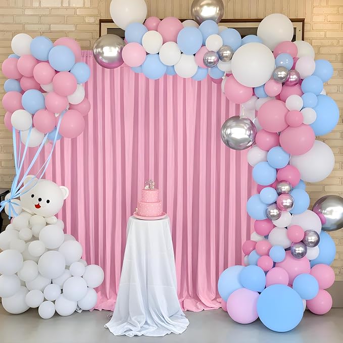 10ft x 10ft Thick Pink Backdrop Curtains for Parties, 2 Panels 5ft x 10ft Non See Through Pink Polyester Wedding Drapes Photo Backdrop for Birthday Party Graudation Photography Home Decor