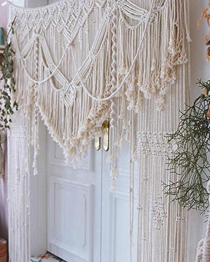 S.N.HANDICRAFTS Macrame Large Curtain Bohemian Boho Decoration Backdrop Wedding Wall Hanging (60X85)
