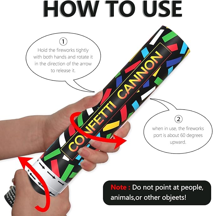 6 Pack Colorful Confetti Poppers, 12 Inch Biodegradable Confetti Cannon Party Poppers Shooters for Birthday, Wedding, Graduation, Anniversary, Parties