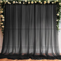 10ft X 10ft Black Sheer Backdrop Curtain for Parties, Tulle Sheer Fabric Backdrop Curtain Drapes for Baby Shower Birthday Party Photo Shoot Halloween Decorations