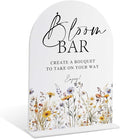 Wedding Signs for Ceremony and Reception, Boho Floral Acrylic Bloom Bar Sign, Wedding Signage with Stand, Bridal Shower Table Centerpieces, Bloom Bar Supplies for Engagement Reception Event Party, 20