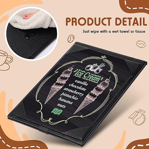 Gerrii Leatherette Table Tents Black PU Leather Menu Covers Bulk Double Sided Frame Sign Holders 2 Side Drink Dessert Menu Folders for Restaurant Coffee Cafe Bar Wedding Supplies(20 Pack,5 x 7 Inch)