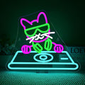 Cool DJ Cat Neon Sign – LED Wall Light for Bedroom, Game Room, Music Studio, or Bar, USB Powered, Dimmable, 14.9"x12.6"