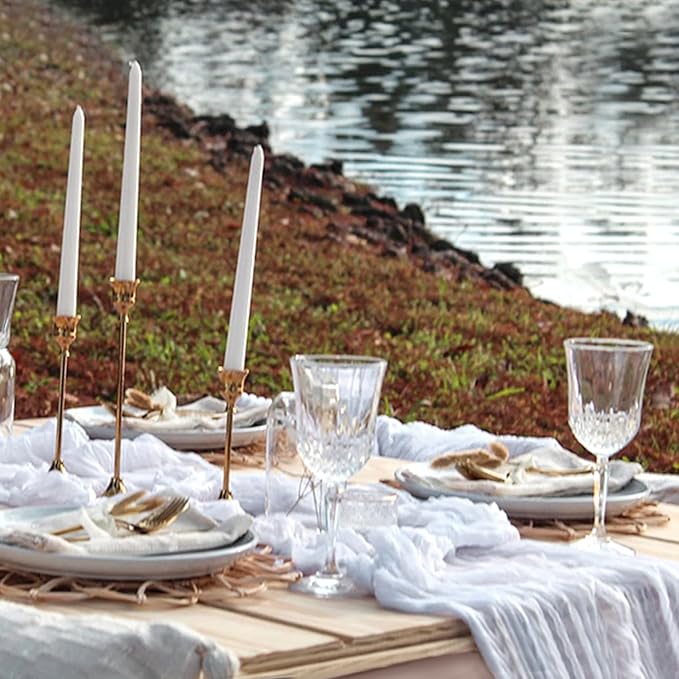 White Cheesecloth Table Runner, 10Ft Boho Gauze Cheese Cloth Table Runner Romantic Sheer Ivory Runner for Wedding Bridal Shower Table Decoration