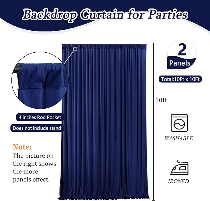 10 x 10 Feet Royal Blue Backdrop Curtain for Partie, Background Curtains for Photoshoot, Birthday, Wedding, Halloween, Thanksgiving, Christmas Day, New Year Party Decorations 5Ft x 10Ft, 2 Panels