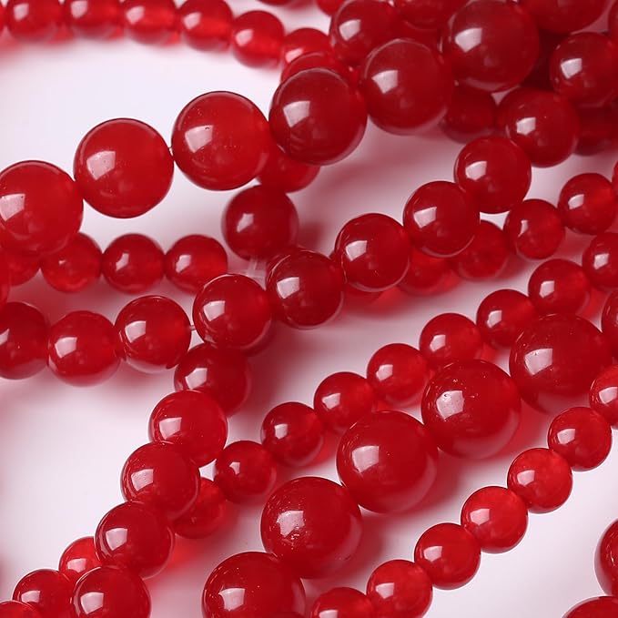 Carnelian Stone Beads Gemstone Round Crystal Energy Jade Beads Stone Beads for Jewelry Making DIY Bracelet Necklace Jewelry Making 1 Strand 15.5inch 60PCS 6MM