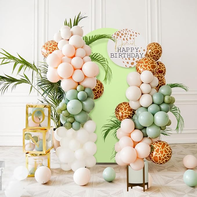 LEBENGURU Upgraded 7.2FT Wedding Arch Cover, Green Spandex Fitted Arch Backdrop Cover, Round Top Chiara Stand Covers for Birthday Party Baby Shower Banquet Balloon Décor