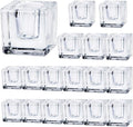 Glass Candlestick Holders Bulk for Taper Candles, Set of 18 Clear Glass Candle Holders for Family Party, Church and Wedding