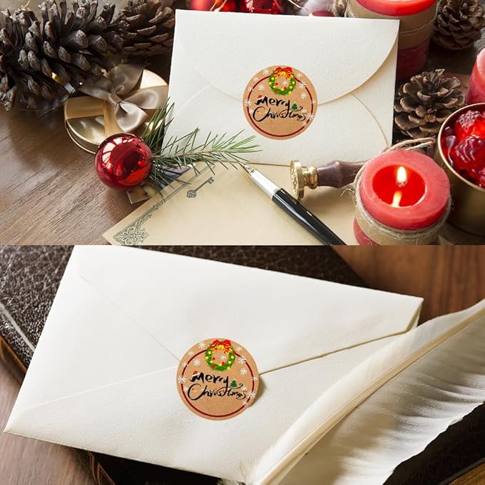 100-1000pcs Custom Stickers Merry Christmas Stickers Personalized Labels Adhesive Xmas Decorative Envelope Seals Stickers for Cards Gift Boxes(VSquare-3)