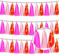 3P Hot Pink Orange LightPink Metallic Fringe Banner Garland Foil Tinsel Streamer Backdrop Banners for Parties, Wall Hanging Curtain Parade Floats,Graduation Decorations, Wedding Party Decoration